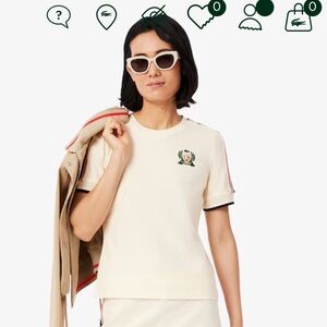 Lacoste Made In France Limited Edition / Sold Out Pique Cream Short Sleeve Top